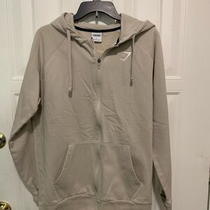 Gymshark Light Tan Zip-Up Hoodie Large
